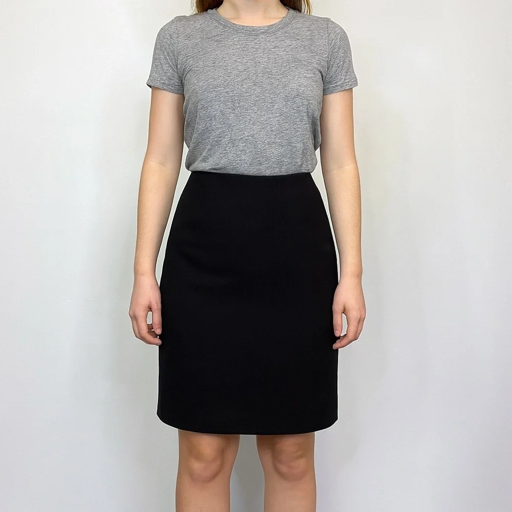Anne Klein Black Textured Pencil Skirt 10P – Classic Lined Suit Skirt